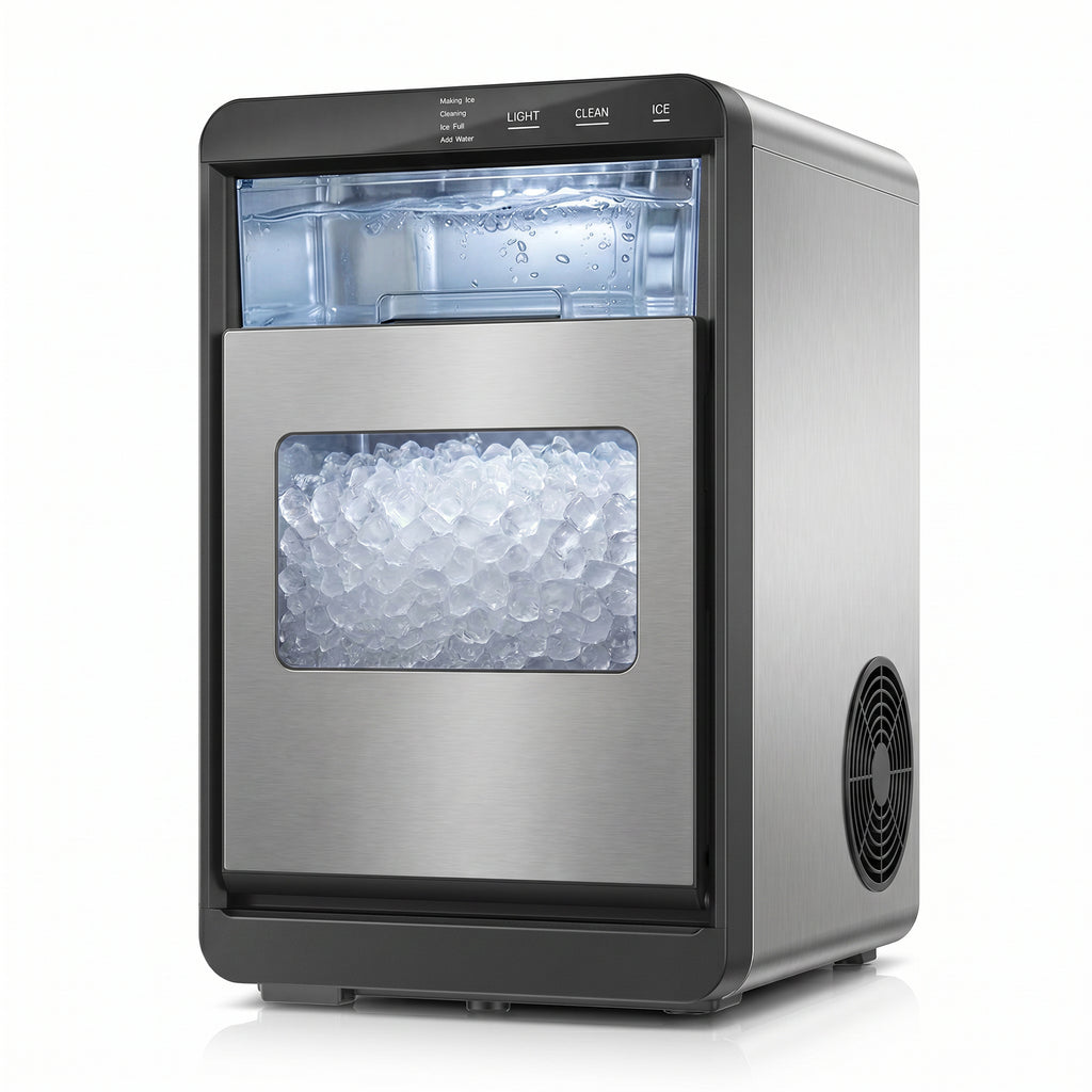 Ekojuce 44Lbs/24H Countertop Nugget Ice Maker Soft Chewable Pebble Nugget Ice Machine for Home, Kitchen, Office, Stainless Steel