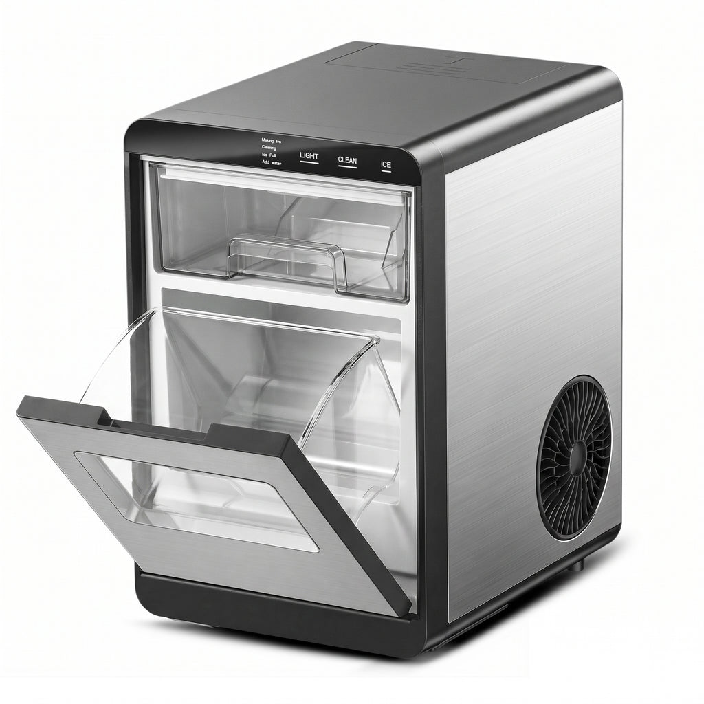 Ekojuce 44Lbs/24H Countertop Nugget Ice Maker Soft Chewable Pebble Nugget Ice Machine for Home, Kitchen, Office, Stainless Steel