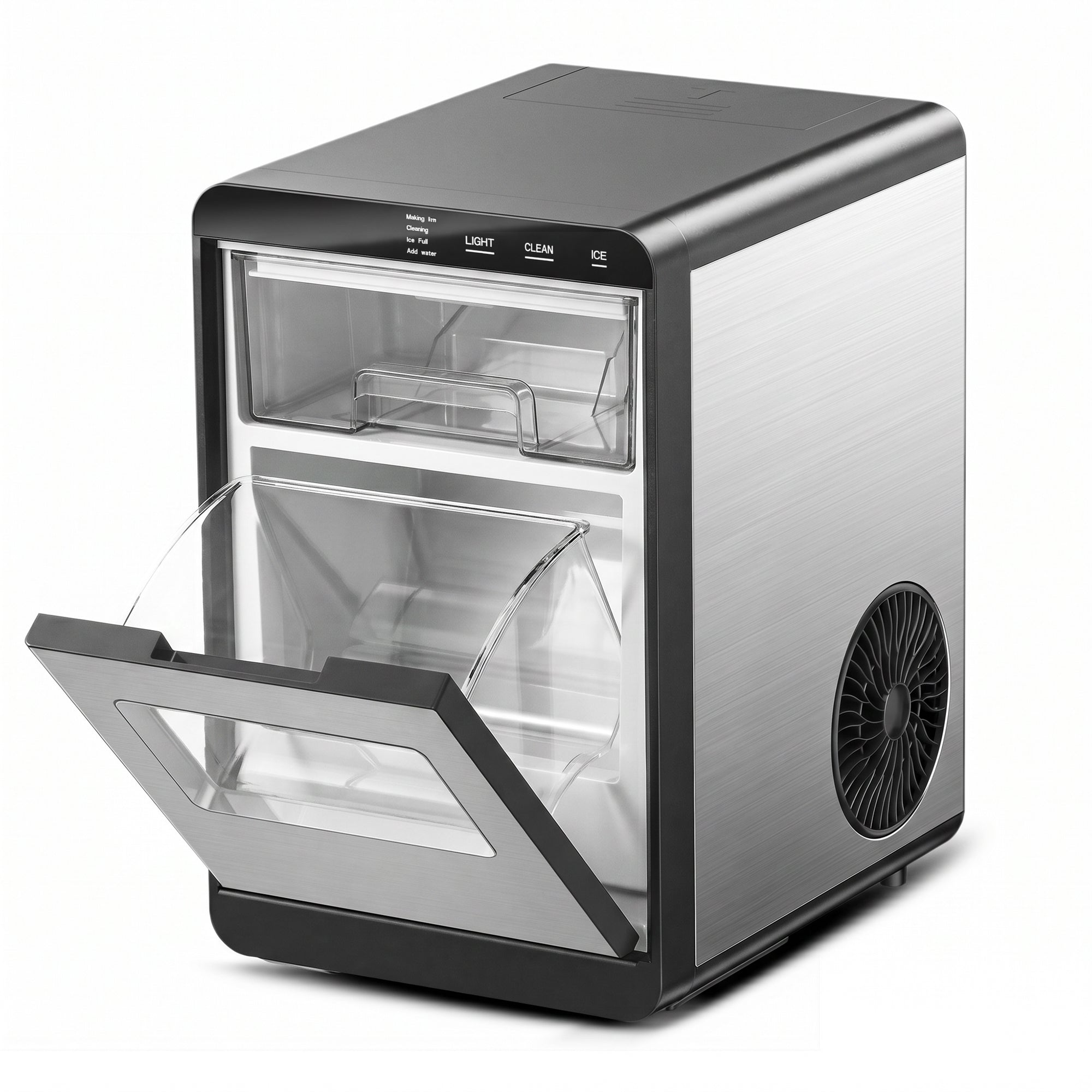 Ekojuce 44Lbs/24H Countertop Nugget Ice Maker Soft Chewable Pebble Nugget Ice Machine for Home, Kitchen, Office, Stainless Steel