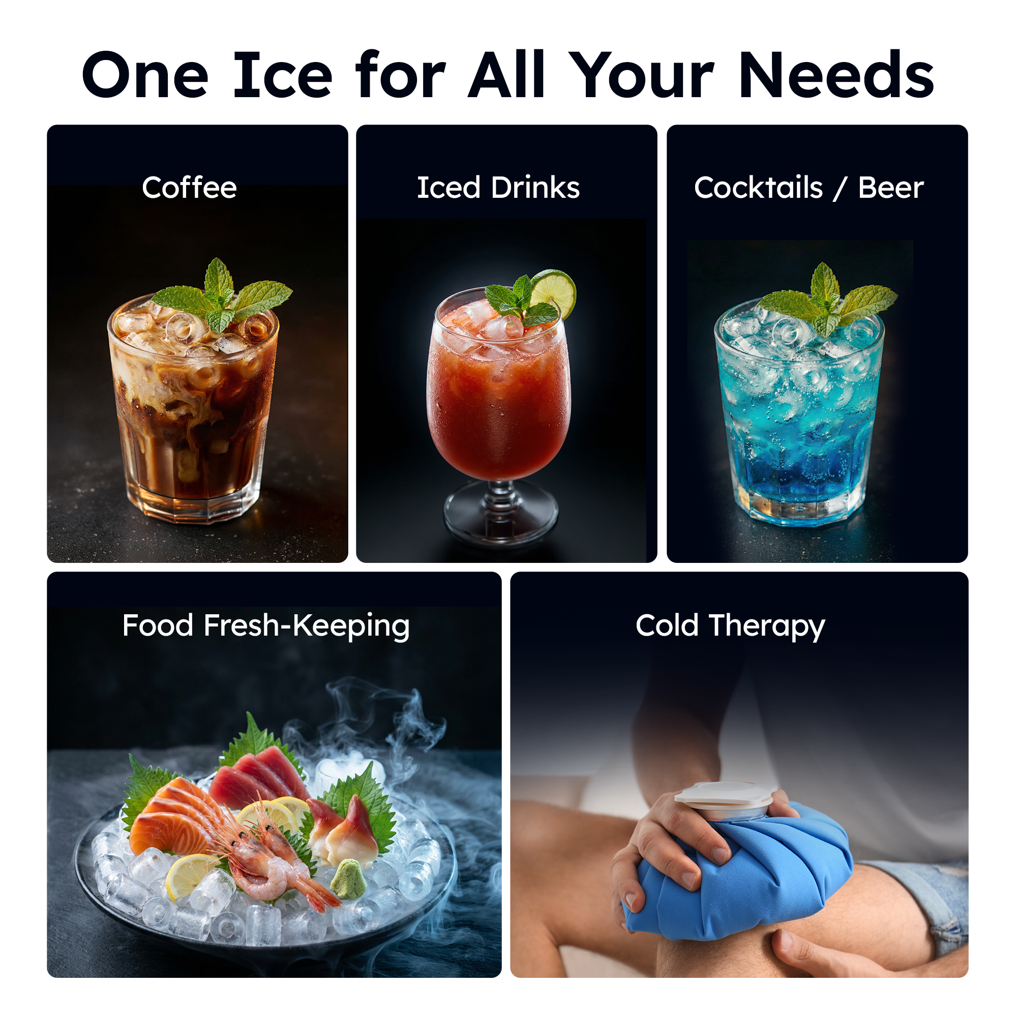 EKOJUCE Ice Maker Countertop, 9 Cubes Ready in 6 Mins, 26lbs/Day, Self-Cleaning Ice Machine with Ice Scoop and Basket, 2 Sizes of Bullet Ice