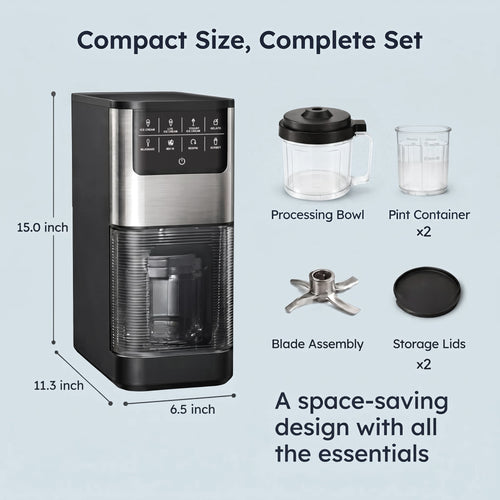 EKOJUCE Ice Cream Maker, 8-in-1 Frozen Dessert Machine with Re-Spin & Mix-In, 2 Tritan Cups, 800W