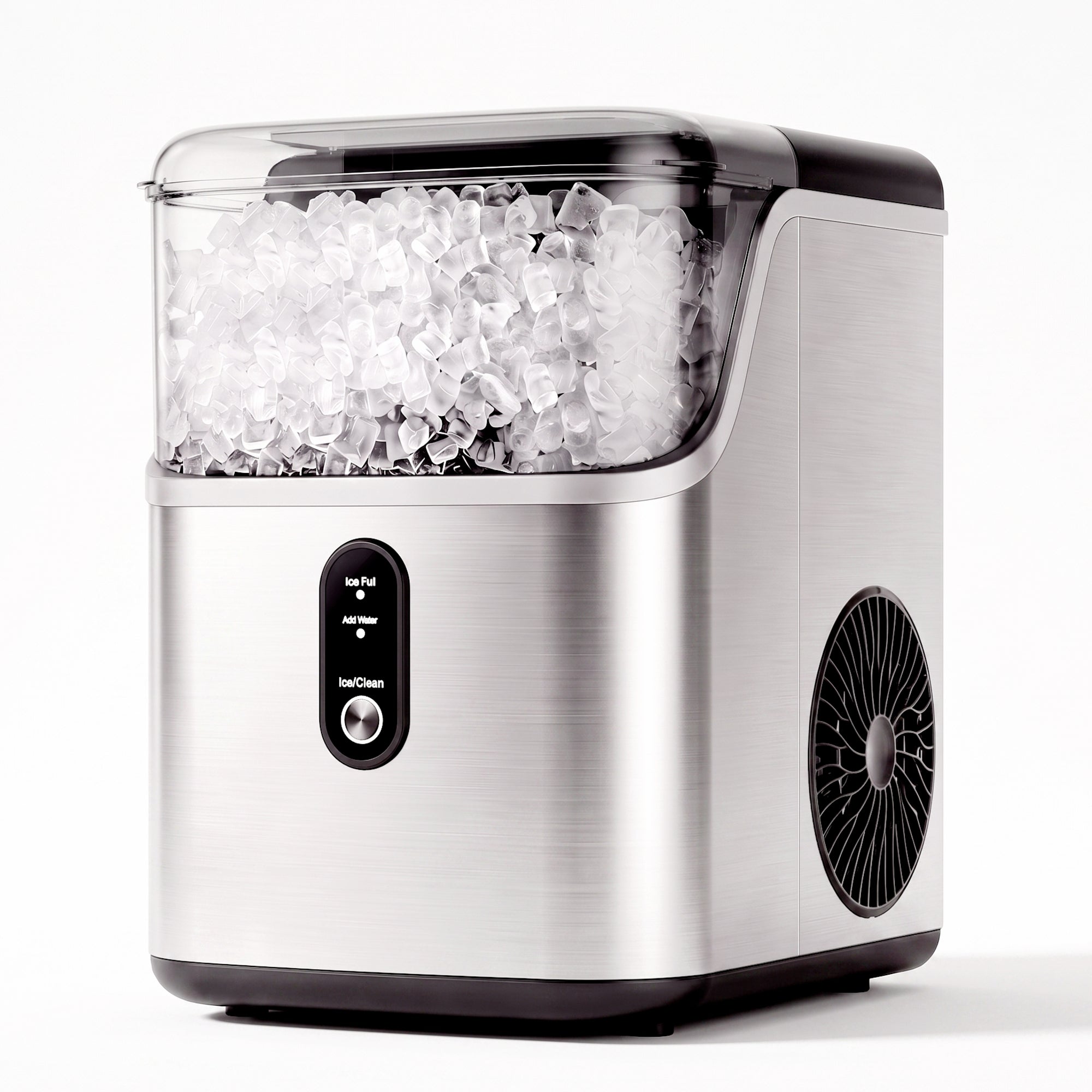 EKOJUCE Nugget Ice Maker Countertop, 35 lbs/24H Chewable Pellet Ice Machine with Handle, Self-Cleaning, 1.1L Water Tank, Silver