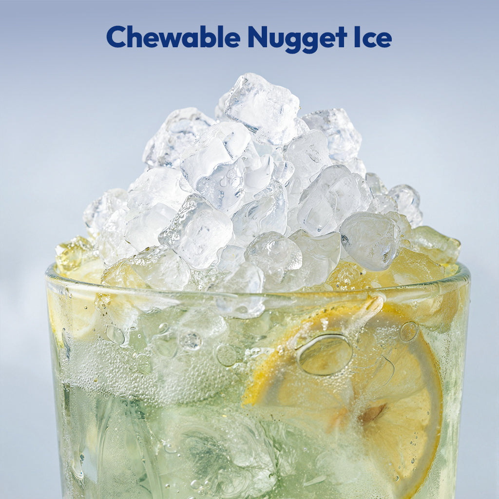 Ekojuce 44Lbs/24H Countertop Nugget Ice Maker Soft Chewable Pebble Nugget Ice Machine for Home, Kitchen, Office, Stainless Steel