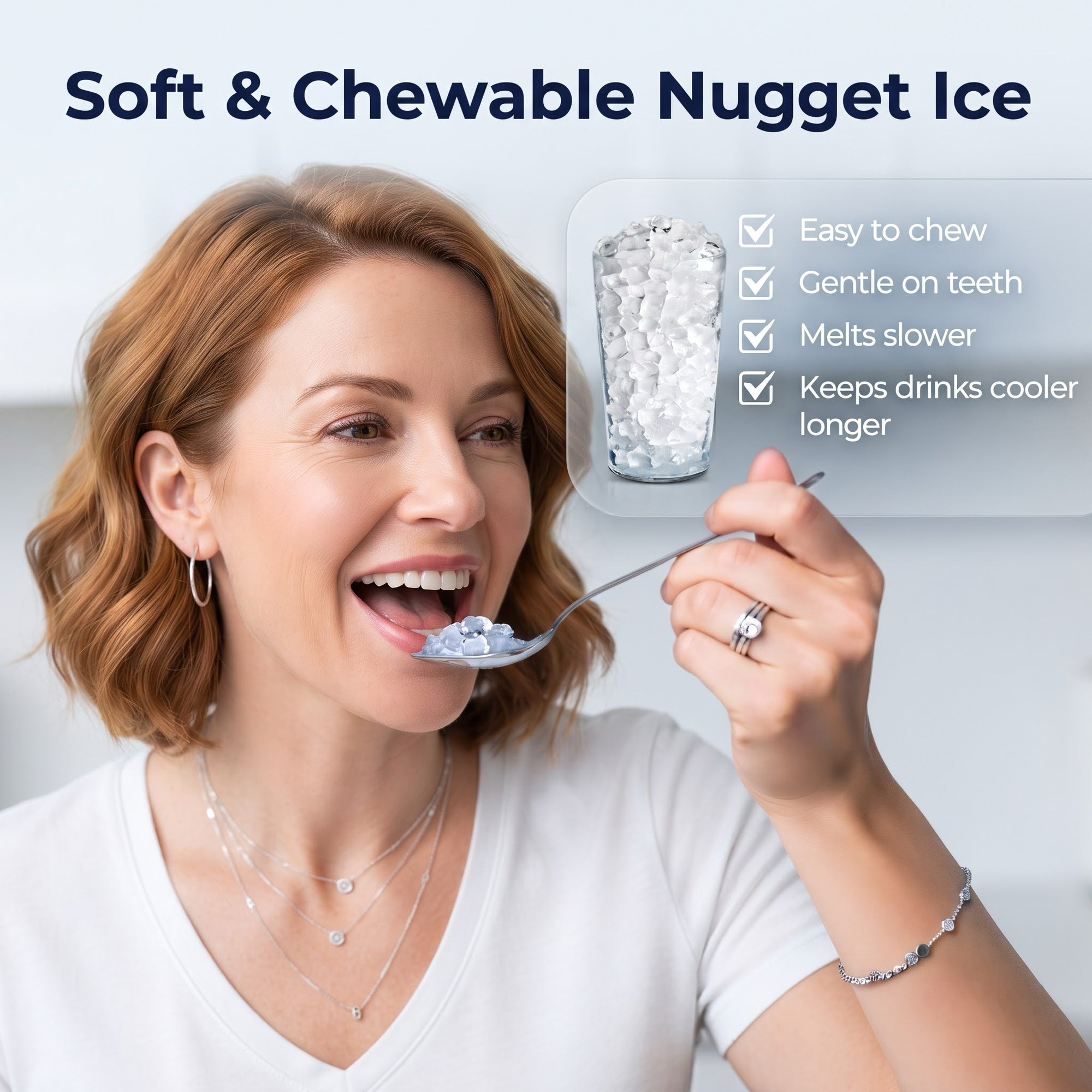 Ekojuce 44Lbs/24H Countertop Nugget Ice Maker Soft Chewable Pebble Nugget Ice Machine for Home, Kitchen, Office, Black