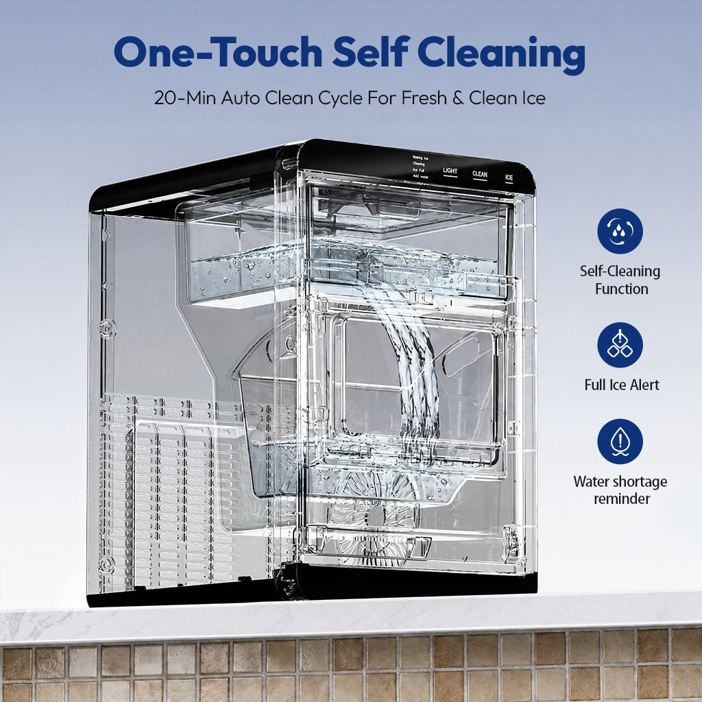Ekojuce 44Lbs/24H Countertop Nugget Ice Maker Soft Chewable Pebble Nugget Ice Machine for Home, Kitchen, Office, Stainless Steel