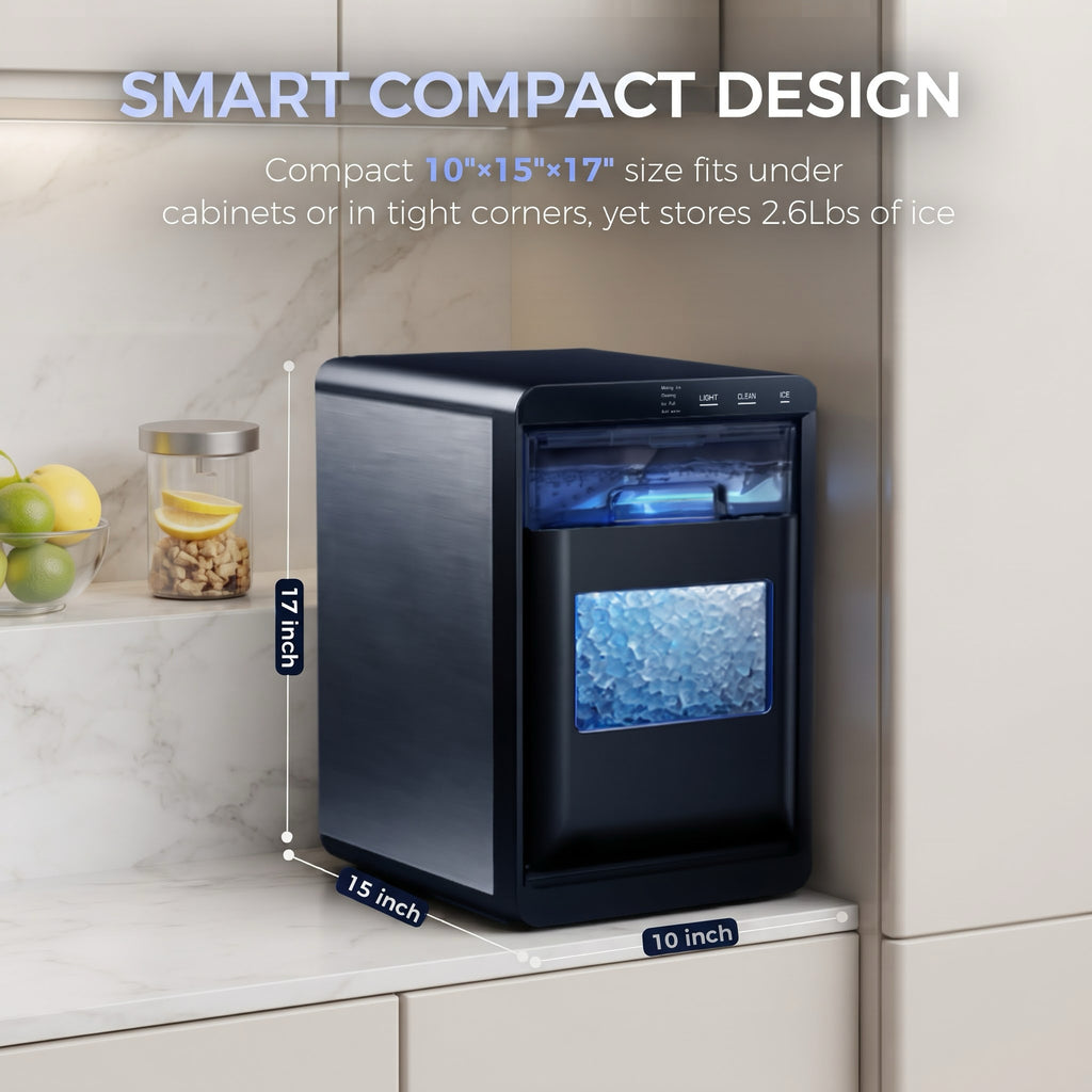 Ekojuce 44Lbs/24H Countertop Nugget Ice Maker Soft Chewable Pebble Nugget Ice Machine for Home, Kitchen, Office, Black