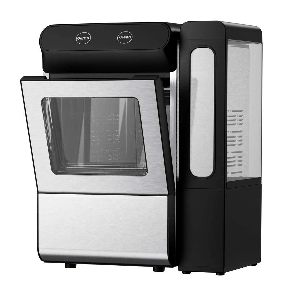 EKOJUCE Nugget Ice Maker Countertop, 26.5 lbs/24H Chewable Pellet Ice Machine, Self-Cleaning, Touch Control, 4.3L Side Tank, Stainless Steel