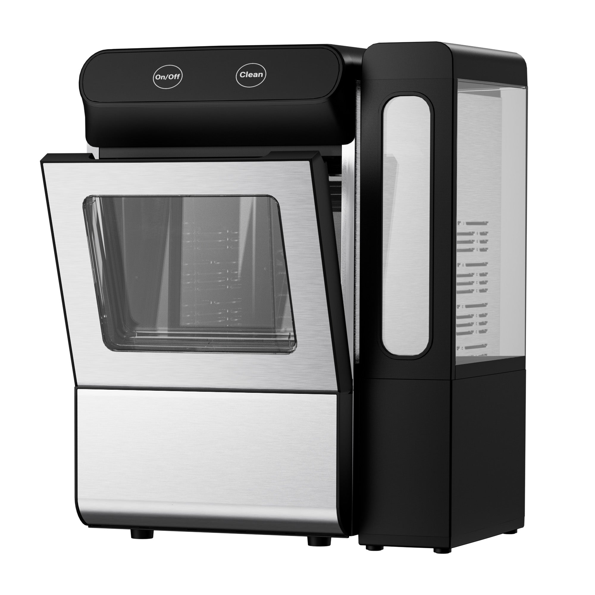 EKOJUCE Nugget Ice Maker Countertop, 26.5 lbs/24H Chewable Pellet Ice Machine, Self-Cleaning, Touch Control, 4.3L Side Tank, Stainless Steel